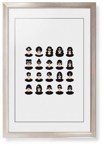 Modern Girls Framed Print, Metallic, Modern, Black, White, Single piece, 20x30, Multicolor