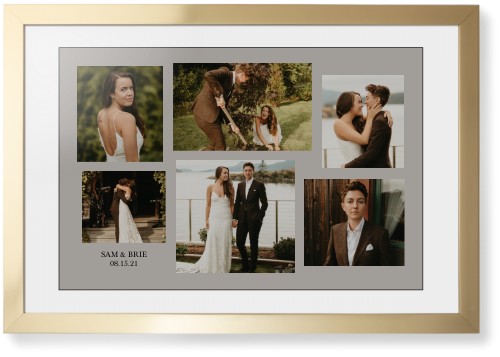 Gallery Collage of Six Framed Print, Matte Gold, Contemporary, Black, White, Single piece, 20x30, Multicolor