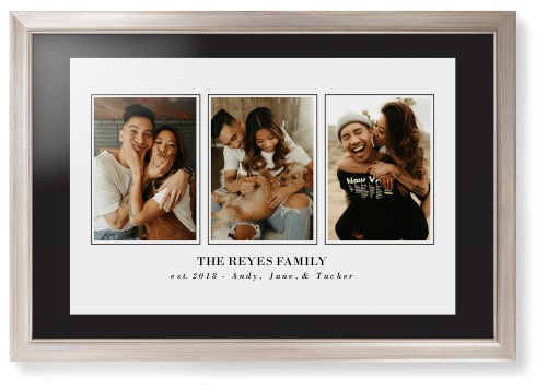 Classic Trio Framed Print, Metallic, Modern, None, Black, Single piece, 20x30, White, white