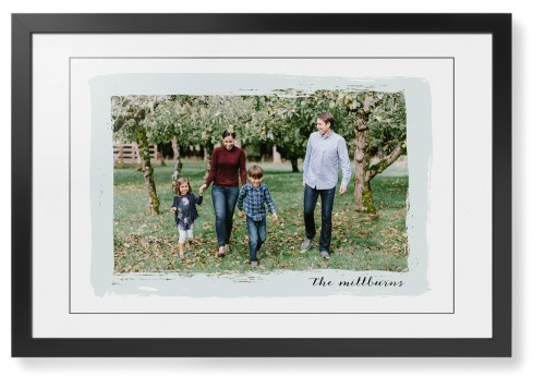 Brush Stroke Border Framed Print, Black, Contemporary, Black, White, Single piece, 20x30, Gray