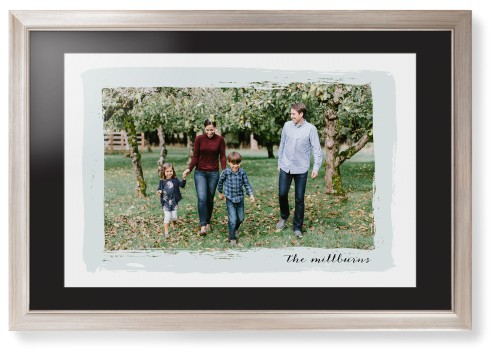 Brush Stroke Border Framed Print, Metallic, Modern, Black, Black, Single piece, 20x30, Gray, air