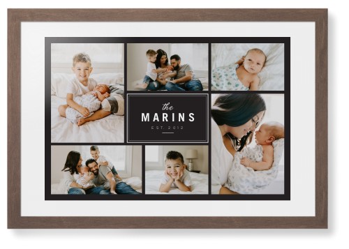 Contemporary Family Collage Framed Print, Walnut, Contemporary, White, White, Single piece, 20x30, Blue