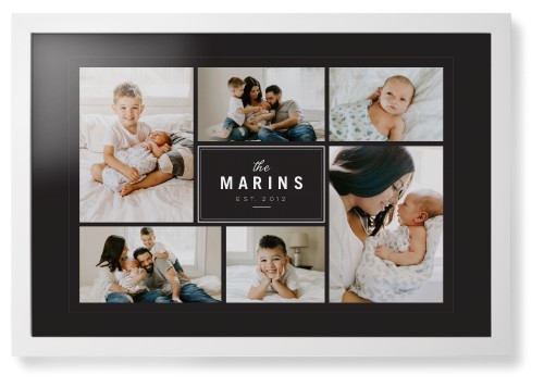 Contemporary Family Collage Framed Print, White, Contemporary, Black, Black, Single piece, 20x30, Blue