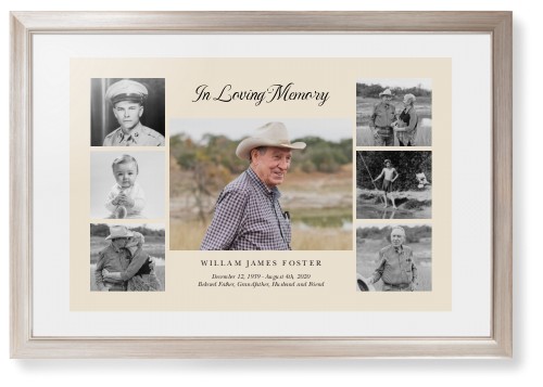 Gallery of Seven Memorial Framed Print, Metallic, Modern, White, White, Single piece, 20x30, Multicolor, multi