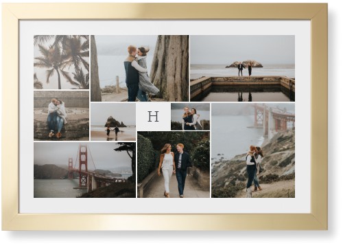 Classic Monogram Gallery of Nine Framed Print, Matte Gold, Contemporary, None, None, Single piece, 20x30, Multicolor, multi
