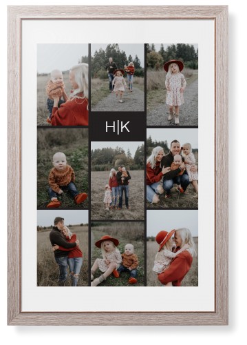 Modern Gallery Monogram of Nine Framed Print, Rustic, Modern, None, White, Single piece, 20x30, Multicolor, multi