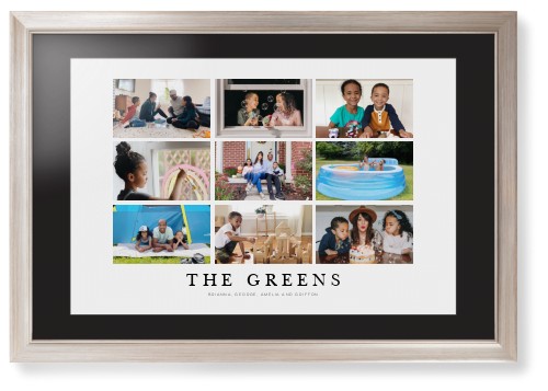 Modern Grid Gallery of Nine Framed Print, Metallic, Modern, Black, Black, Single piece, 20x30, Multicolor, multi