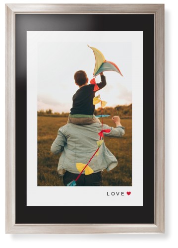 Modern Love Heart Portrait Framed Print, Metallic, Modern, Black, Black, Single piece, 20x30, White, white