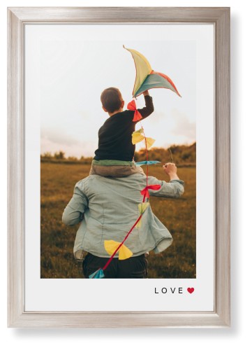 Modern Love Heart Portrait Framed Print, Metallic, Modern, None, None, Single piece, 20x30, White, white