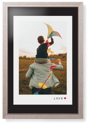 Modern Love Heart Portrait Framed Print, Rustic, Modern, None, Black, Single piece, 20x30, White, white