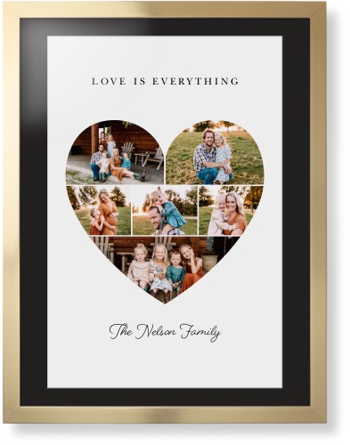 Filled Heart Framed Print, Matte Gold, Contemporary, White, Black, Single piece, 24x36, White