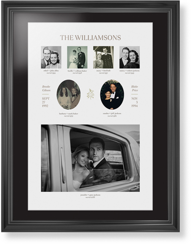 Marriage Family Tree Framed Print, Black, Classic, White, Black, Single piece, 24x36, White