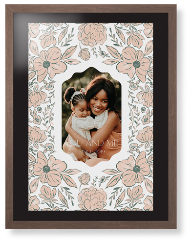 Classic Floral Border Framed Print, Walnut, Contemporary, Black, Black, Single piece, 24x36, White