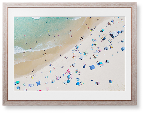 Aerial Beach Framed Print, Rustic, Modern, Black, White, Single piece, 24x36, Multicolor