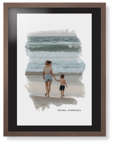 Brushed Moments Framed Print, Walnut, Contemporary, None, Black, Single piece, 24x36, White