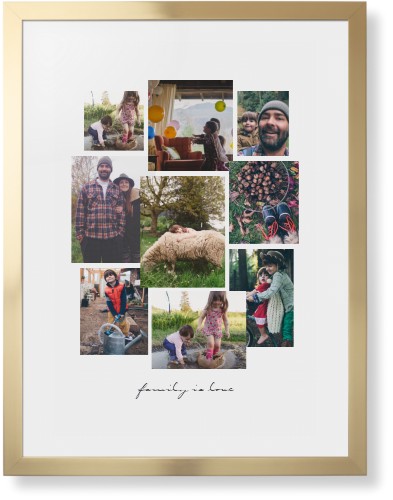 Gallery Collage of Nine Framed Print, Matte Gold, Contemporary, None, White, Single piece, 24x36, White