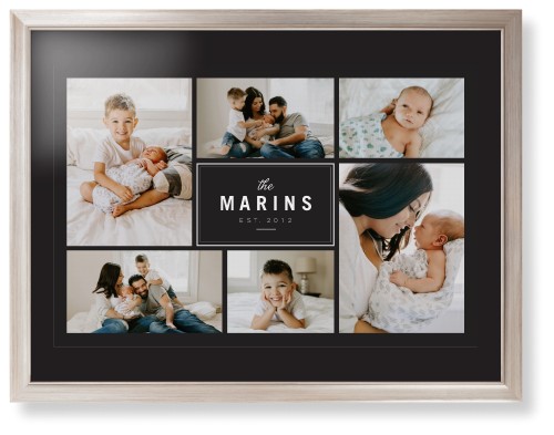 Contemporary Family Collage Framed Print, Metallic, Modern, None, Black, Single piece, 24x36, Blue, cedar