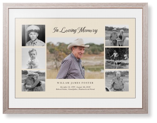 Gallery of Seven Memorial Framed Print, Rustic, Modern, Black, White, Single piece, 24x36, Multicolor, multi