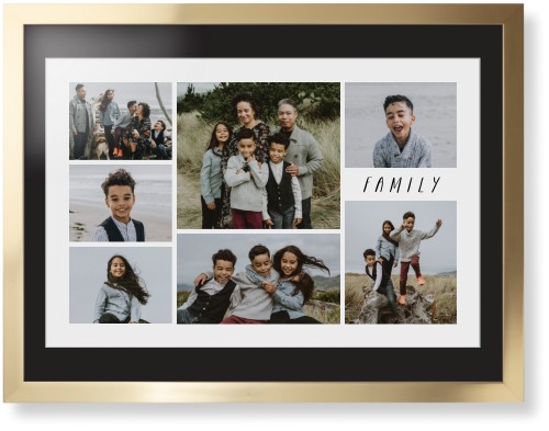 Rustic Picture Gallery Collage Of Seven Framed Print, Matte Gold, Contemporary, White, Black, Single piece, 24x36, Multicolor