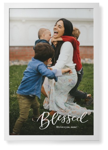 Contemporary Blessed Letters Portrait Framed Print, White, Contemporary, None, None, Single piece, 24x36, White