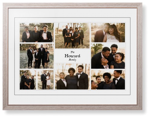 Modern Family Collage Framed Print, Rustic, Modern, Black, White, Single piece, 24x36, White, white