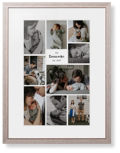 Modern Family Collage Portrait Framed Print, Rustic, Modern, None, White, Single piece, 24x36, White, white