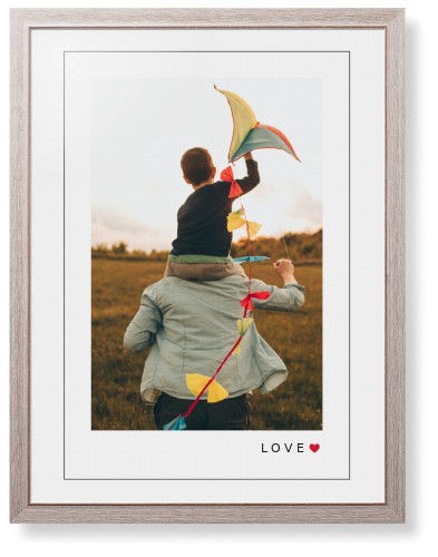 Modern Love Heart Portrait Framed Print, Rustic, Modern, Black, White, Single piece, 24x36, White, white