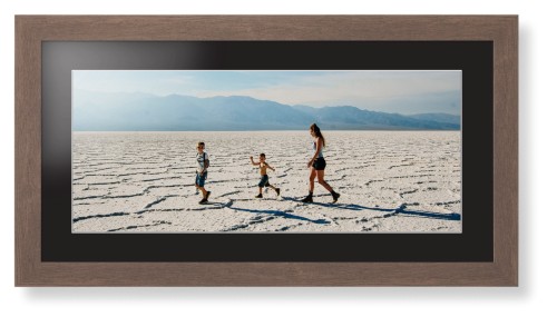 Panoramic Gallery of One Framed Print, Walnut, Contemporary, White, Black, Single piece, 10x24, Multicolor, multi