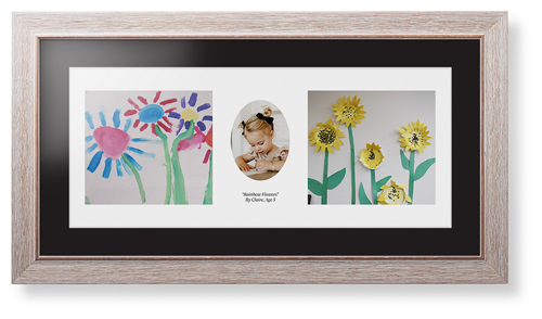 Oval Vignette Framed Print, Rustic, Modern, White, Black, Single piece, 10x24, White