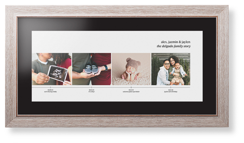 Family Timeline Framed Print, Rustic, Modern, Black, Black, Single piece, 10x24, White