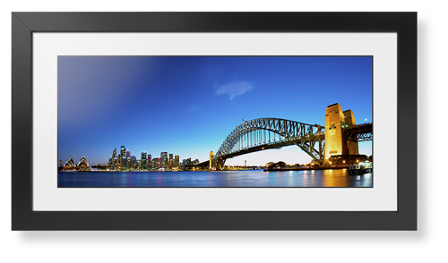 Sydney Harbour Bridge Framed Print, Black, Contemporary, Black, White, Single piece, 10x24, Multicolor