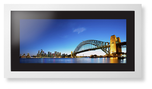 Sydney Harbour Bridge Framed Print, White, Contemporary, Black, Black, Single piece, 10x24, Multicolor