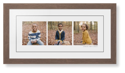 Panoramic Gallery of Three Framed Print, Walnut, Contemporary, Black, White, Single piece, 10x24, Multicolor