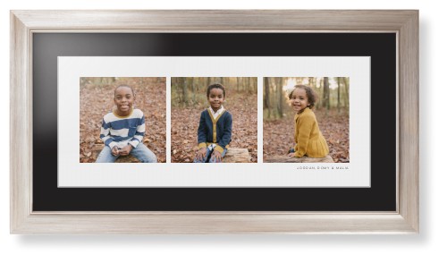 Panoramic Gallery of Three Framed Print, Metallic, Modern, White, Black, Single piece, 10x24, Multicolor