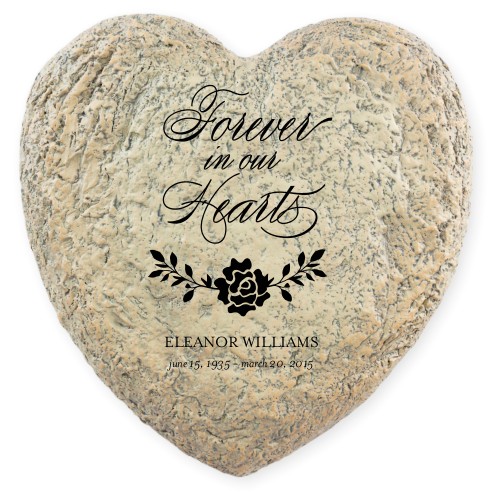 Loving Memory Garden Stone, Heart Shaped Garden Stone (9x9), White