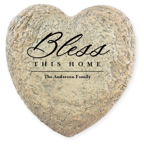 Bless This Home Garden Stone, Heart Shaped Garden Stone (9x9), White