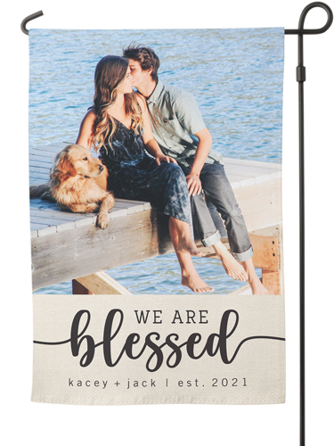 We Are Blessed Garden Flag, Flag Stand, Gray