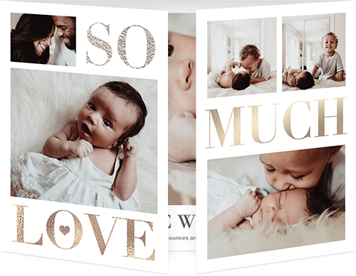 So Much Love Gallery Birth Announcement, White, Gate Fold, Matte, Folded Smooth Cardstock, Square