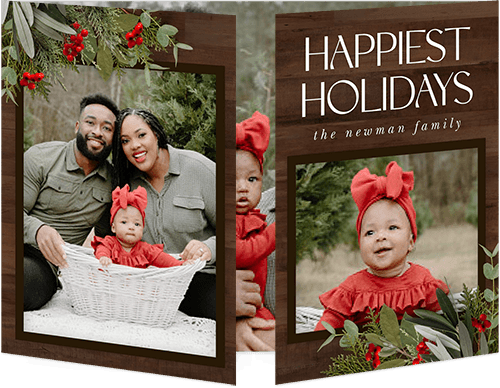 Rustic Gatefold Holiday Card, Brown, Gate Fold, Holiday, Matte, Folded Smooth Cardstock, Square