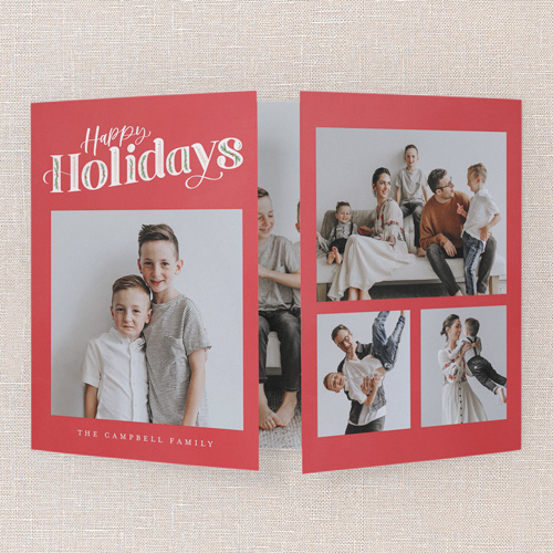 Yearlong Cheer Holiday Card, Red, Gate Fold, Holiday, Matte, Folded Smooth Cardstock, Square, Radish