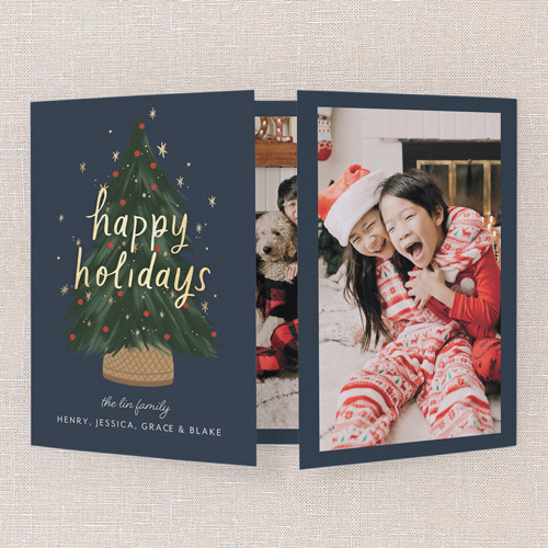Storyline Moments Holiday Card, Blue, Gate Fold, Holiday, Pearl Shimmer Cardstock, Square, Nautical