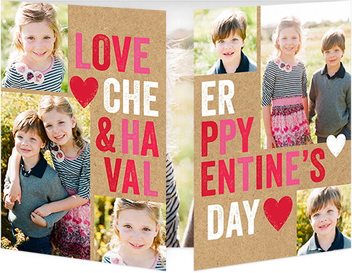Bold Love and Cheer Valentine's Card, Beige, Gate Fold, Matte, Folded Smooth Cardstock, Square