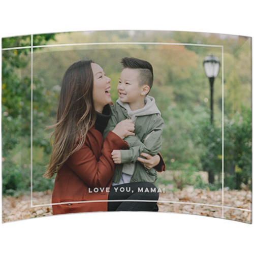 Corner Floating Border Curved Glass Print, 5x7, Curved, White, white