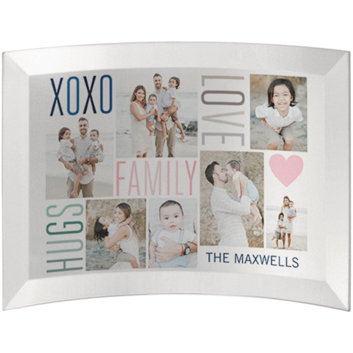 Watercolor Family Love Hugs Curved Glass Print, 5x7, Curved, White, white