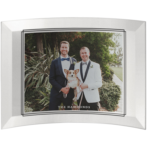 New Double Frame Border Curved Glass Print, 5x7, Curved, White