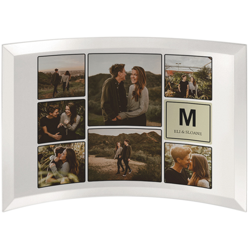 Pictogram Initial Curved Glass Print, 7x10, Curved, Beige, willow