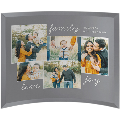 New Family Sentiment Curved Glass Print, 10x12, Curved, Gray