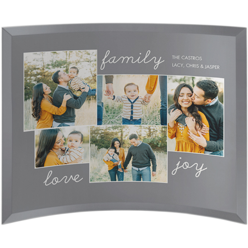 New Family Sentiment Curved Glass Print, 10x12, Curved, Gray, slate