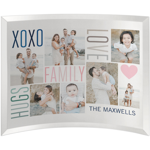 Watercolor Family Love Hugs Curved Glass Print, 10x12, Curved, White