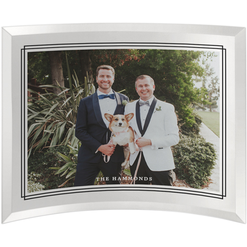 New Double Frame Border Curved Glass Print, 10x12, Curved, White, white
